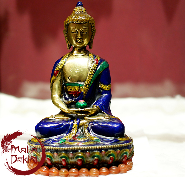 Tôn Tượng Đức Phật A Di Đà - Amitabha Buddha cao 23cm bằng đồng phủ men gốm cao cấp xuất sứ Nepal